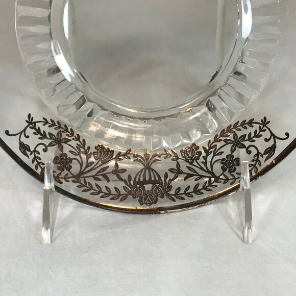 Vintage Silver Overlay Round Glass Pastry Serving Plate - Picture 7 of 9